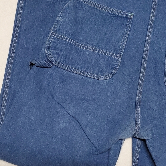 VINTAGE Liberty Stone Wash Loose Fit Wide Leg Carpenter Overalls Biballs Grunge - Picture 13 of 14